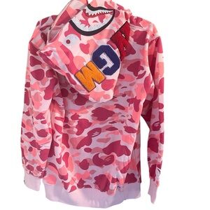 White And Pink Mens Bape Hoodie